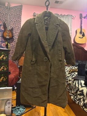 Classic Olive Green Women's Long Coat